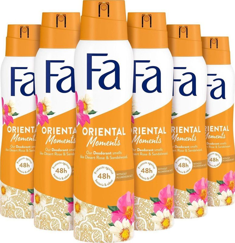 Fa Deodorant - Oriental Moments - Oriëntaalse Geur van Woestijnroos - Langdurige Bescherming - Huidvriendelijk - Voordeelverpakking - 6x 150ml