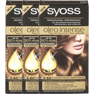 Syoss - Color Oleo Intense - Haarkleuring - 5-60 Hazelnoot Praline - 3 stuks - Voordeelverpakking
