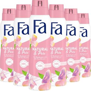 Fa - Natural & Pure Rose - Deospray - 6 x 150 ml - Voordeelverpakking