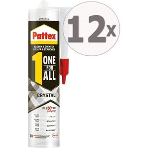 Pattex One for All Crystal Montagelijm - Extra sterk hechtende alleslijm zonder oplosmiddel - combineert montagelijm en siliconen - 12 x 290 g