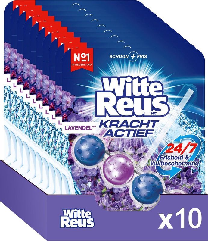 Witte Reus Kracht Actief Toiletblok - Lavendel - WC Blokjes Voordeelverpakking - 10 Stuks