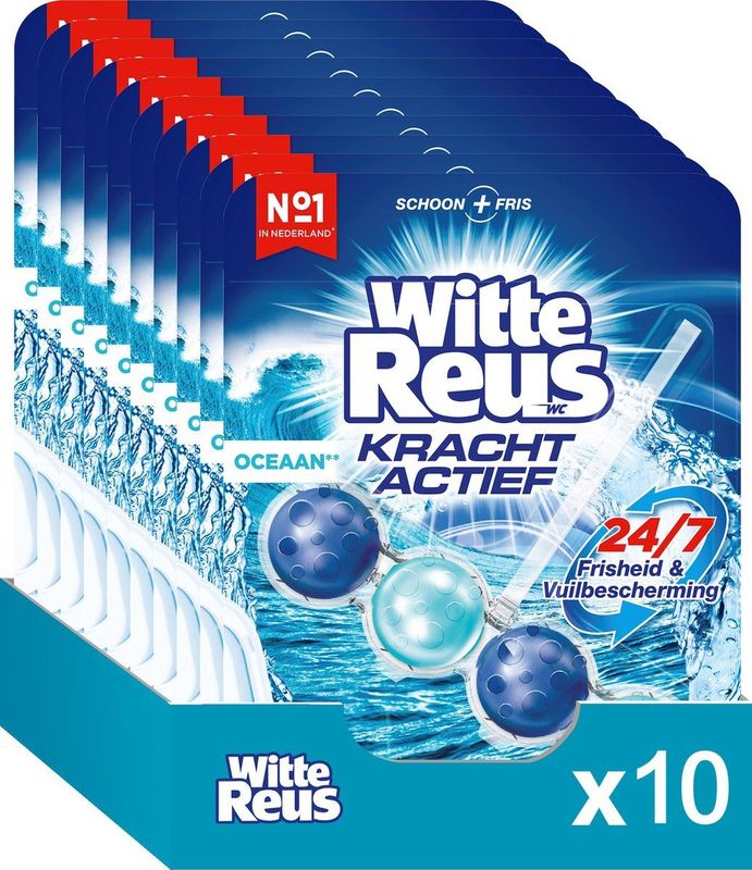 Witte Reus Kracht Actief Toiletblok - Oceaan - WC Blokjes Voordeelverpakking - 10 Stuks