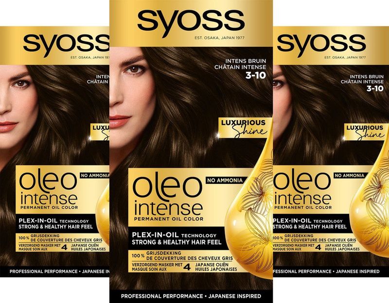 Syoss Oleo Intense - Haarverf - 3-10 Intens Bruin - Voordeelverpakking - 3 Stuks