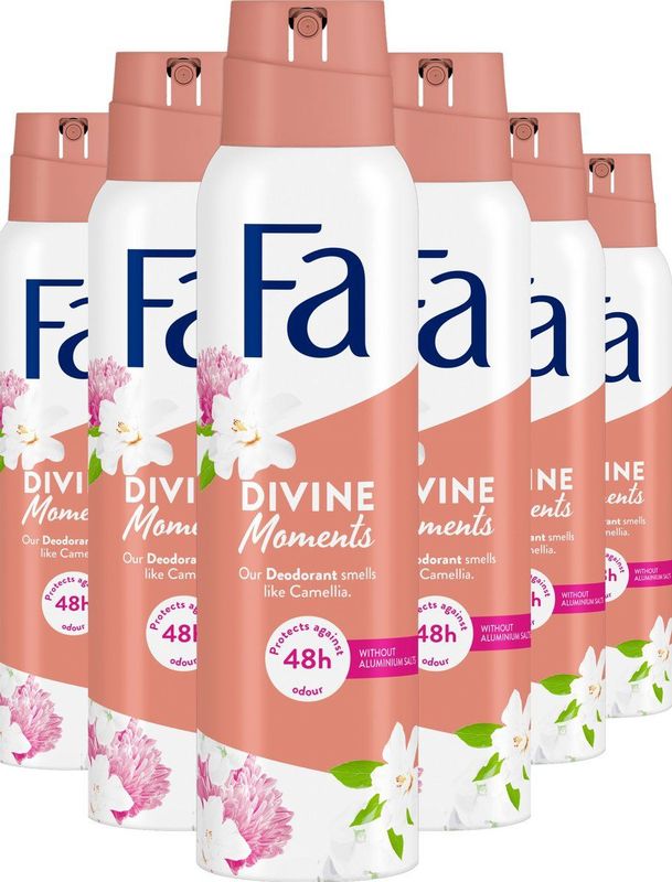 Fa Deodorant - Divine Moments - Geur van Wilde Camelia - Langdurige Bescherming - Huidvriendelijk - Voordeelverpakking - 6x 150ml