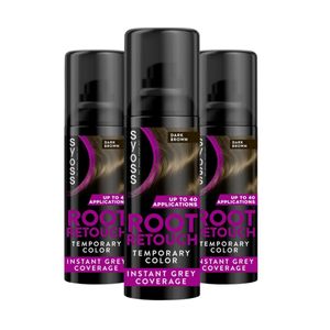 Syoss - Uitgroeispray Donkerbruin - Haarkleuring - Voordeelverpakking - 3 Stuks