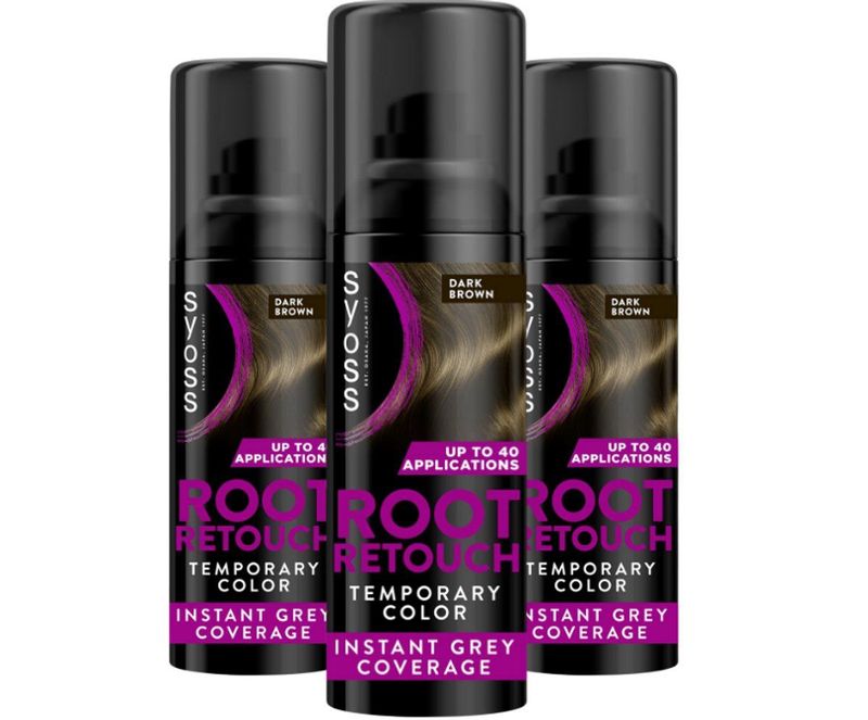 Syoss - Uitgroeispray Donkerbruin - Haarkleuring - Voordeelverpakking - 3 Stuks