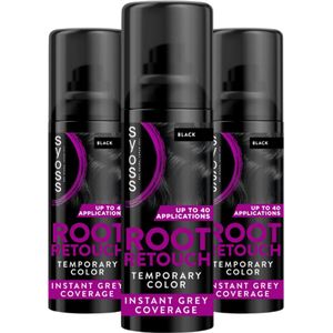 Syoss - Uitgroeispray Zwart - Haarkleuring - Voordeelverpakking - 3 Stuks