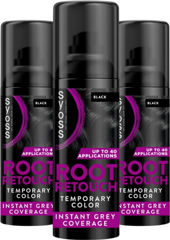 Syoss - Uitgroeispray Zwart - Haarkleuring - Voordeelverpakking - 3 Stuks