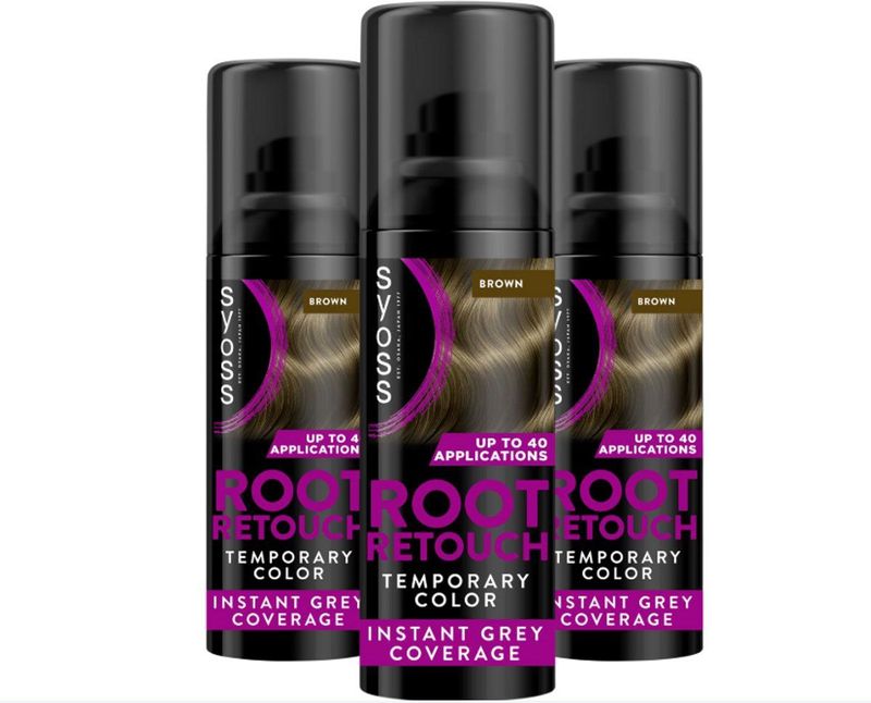 Syoss - Uitgroeispray Middenbruin - Haarkleuring - Voordeelverpakking - 3 Stuks