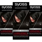 3x Syoss 1-1 Black Haarverf