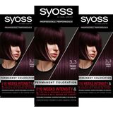 3x Syoss Classic Haarverf 3-3 Dark Violet