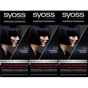 Syoss Baseline - 1-4 Blauwzwart - Permanente Haarverf - Haarkleuring - 3 stuks