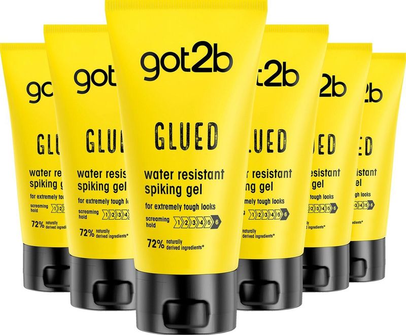 Got2b - Got2b Glued Water Resistant Spiking Gel 150ml - Haarstyling - Voordeelverpakking - 6 x 150 ml