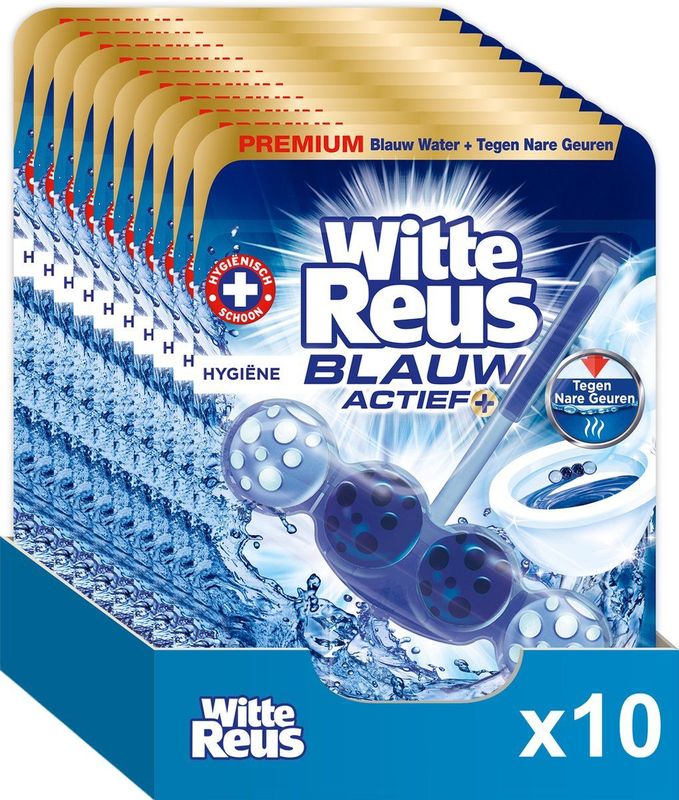 Witte Reus Blauw Actief Toiletblok - Hygiene - WC Blokjes Voordeelverpakking - 10 Stuks