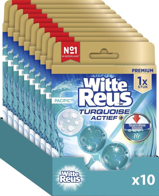 Witte Reus Turquoise Actief Toiletblok - Pacific  - WC Blokjes Voordeelverpakking - 10 stuks