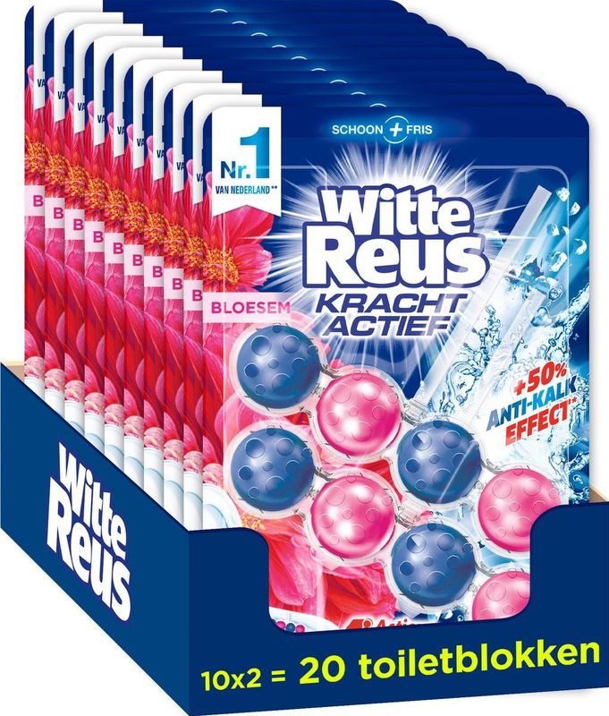 Witte Reus Kracht Actief Toiletblok - Bloesem - WC Blokjes Voordeelverpakking - 20 stuks
