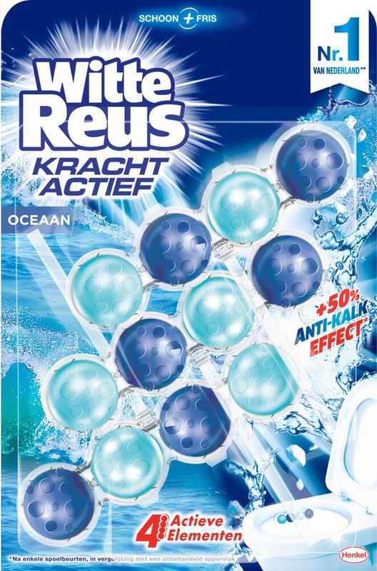 9x Witte Reus Toiletblok Kracht Actief Oceaan 3 Stuks