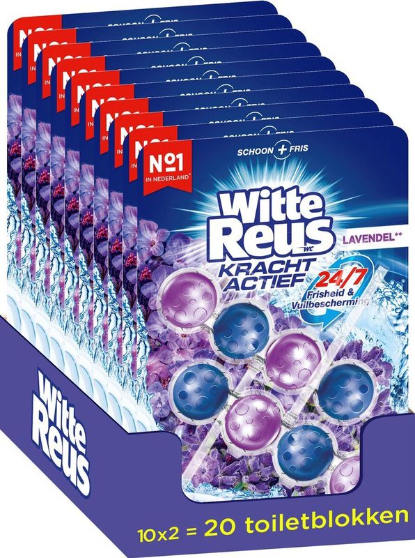 Witte Reus Kracht Actief Toiletblok - Lavendel - WC Blokjes Voordeelverpakking - 20 stuks