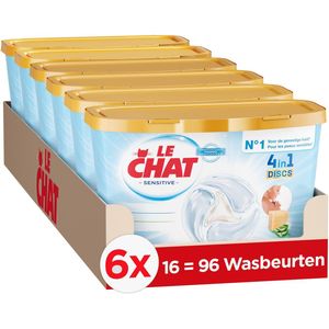 Le Chat Discs Sensitive Wascapsules - Wasmiddel Capsules - Voordeelverpakking - 96 wasbeurten