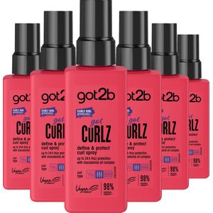 Got2B Got Curlz Bounce & Protect Spray - Haarstyling - Haarspray - Curly Girl Methode - Gedefinieerde Krullen - 24u Hold - Voordeelverpakking - 6 x 150 ml