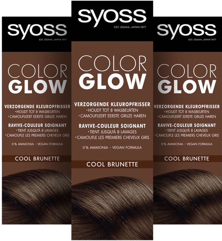 Syoss Color Glow - Cool Brunette - Semi-Permanente Haarverf - Haarkleuring - 3 stuks