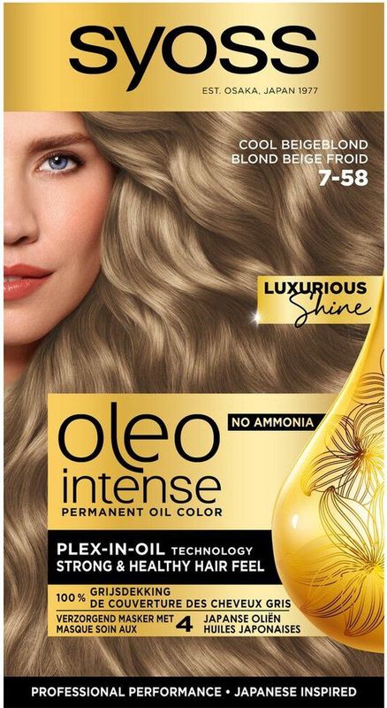 3x Syoss Oleo Intense Haarverf 7-58 Cool Beige Blond
