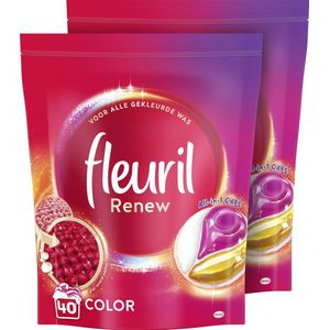 Fleuril Renew Caps - Wascapsules - Gekleurde Was - Voordeelverpakking - 2 x 40 Wasbeurten - 80 Wasbeurten