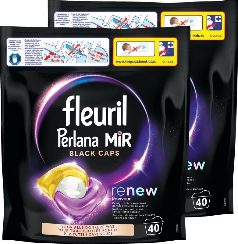 Fleuril Renew Caps - Wascapsules - Zwarte Was - Voordeelverpakking - 2 x 40 Wasbeurten - 80 Wasbeurten