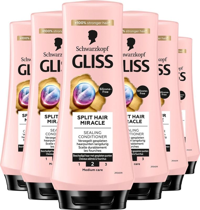 Schwarzkopf - Gliss - Split End Conditioner - 6x 200 ml - Voordeelverpakking