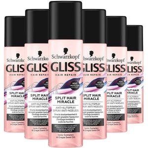 Schwarzkopf - Gliss - Split Hair Miracle - Anti Klit Spray - Haarverzorging - Leave-in-Conditioner - Voordeelverpakking - 6x 200 ml