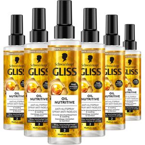 Schwarzkopf - Gliss - Oil Nutritive - Anti-Klit Spray - Haarverzorging - Leave-in-Conditioner - Voordeelverpakking - 6x 200 ml