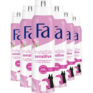 Fa - Invisible Sensitive - Rozen en Meidoorn - Deodorant Spray - 6 x 150 ml