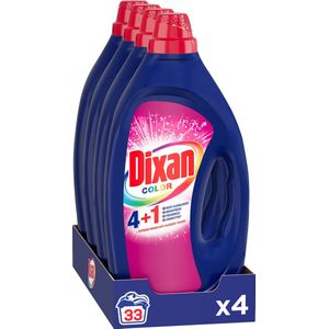 4x Dixan Vloeibaar Wasmiddel 4+1 Color 33 Wasbeurten 1,485 liter