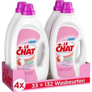 Le Chat - Sensitive - Gevoelige Huid - Vloeibaar Wasmiddel - Gekleurde Was - Voordeelverpakking - 4 x 33 Wasbeurten