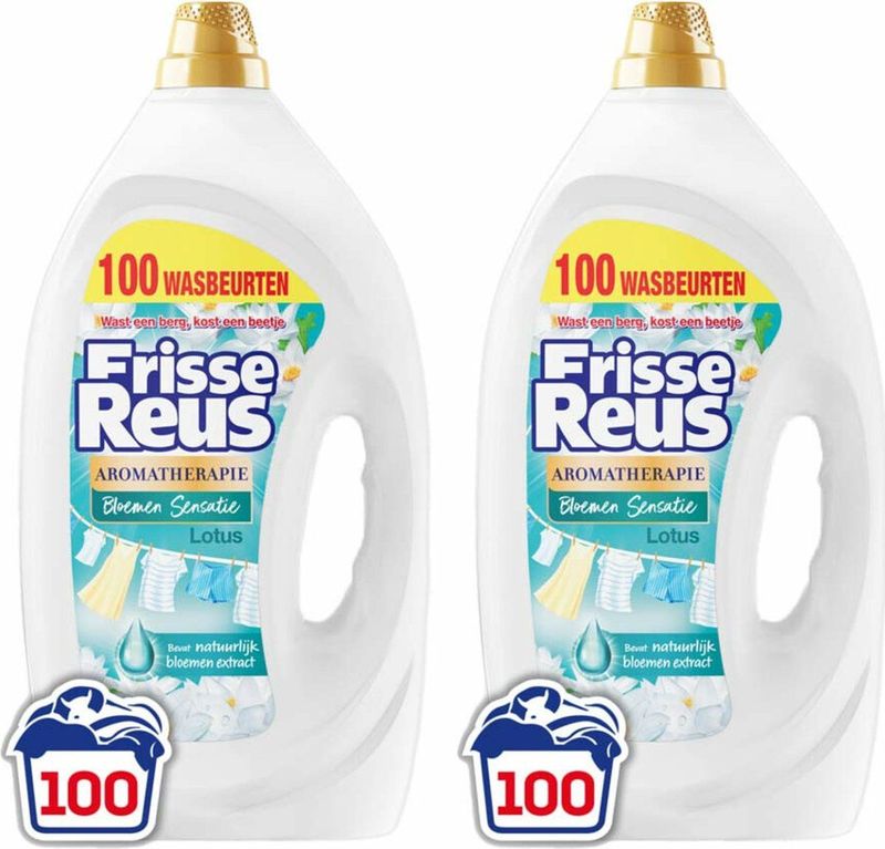 2x Witte Reus Wasmiddel Frisse Reus Gel Lotus 100 Wasbeurten 4,5 liter
