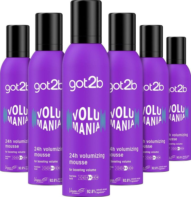 6x Got2b Volumania 24H Volumizing Mouse 250 ml