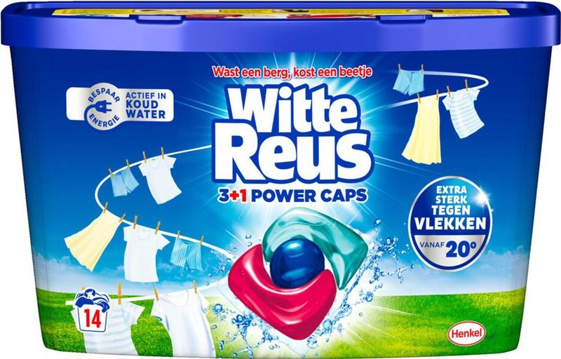 Witte Reus - Power Caps - Wasmiddel - 14 Stuks - Voor Wit Wasgoed