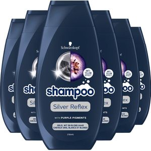 Schwarzkopf Shampoo Silver Reflex Voor Blond, Grijs & Wit haar - 6x 250ml - Grootverpakking