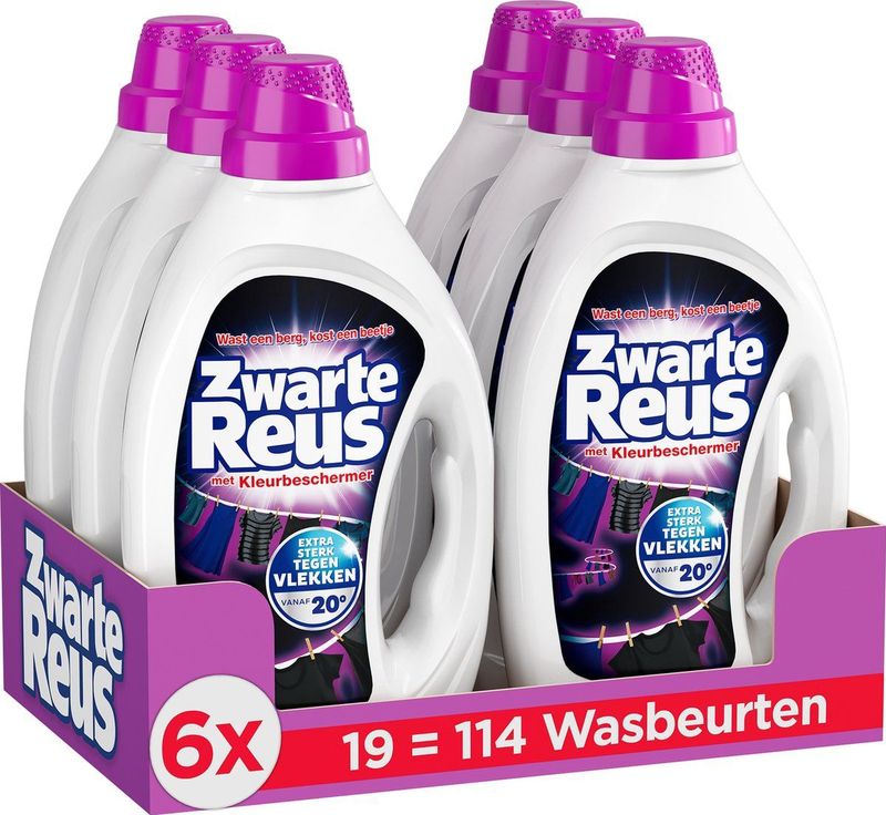 Zwarte Reus Gel - Vloeibaar Wasmiddel - Voordeelverpakking - 6 x 19 Wasbeurten