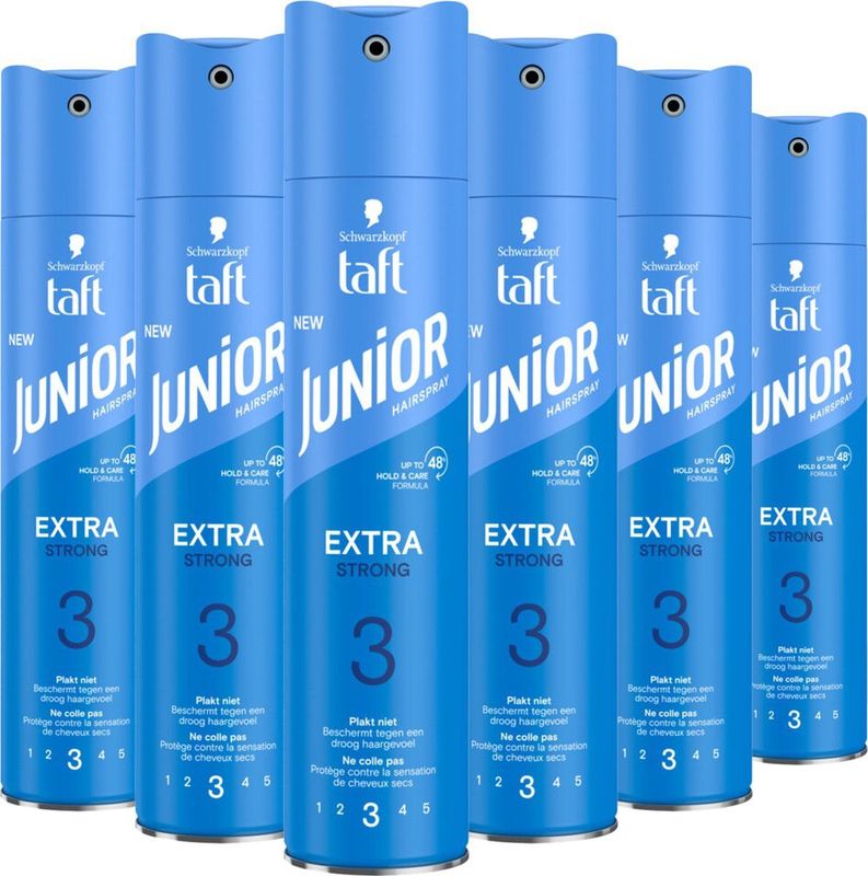 6x Taft Junior Hairspray Extra Strong 250 ml