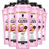 Schwarzkopf - Gliss - Liquid Silk - Shampoo - 6x250ml - Broos & Dof Haar - Voordeelverpakking