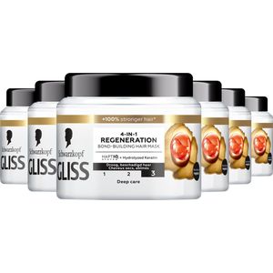 Gliss Total Repair - Haarverzorging - Haarmasker - Diepe Verzorging - Cocooning Muskusgeur - Vermindert Haarbreuk - Beschadigd en Droog Haar - Voordeelverpakking - 6x 400ml