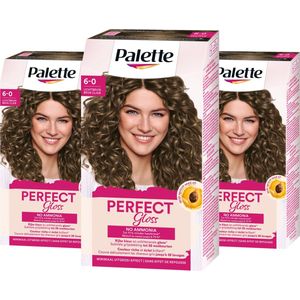 Palette - Perfect Gloss - 6-0 Lichtbruin - Semi-permanente haarverf - Haarkleuring - 3 stuks