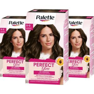 Poly Palette - Perfect Gloss - 5-0 Medium Bruin - Semi-permanente Haarverf - Haarkleuring - 3 stuks