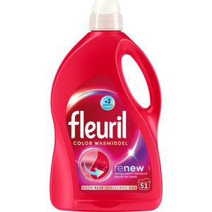Fleuril Renew Color vloeibaar wasmiddel 2,55 liter (4 flessen - 204 wasbeurten)