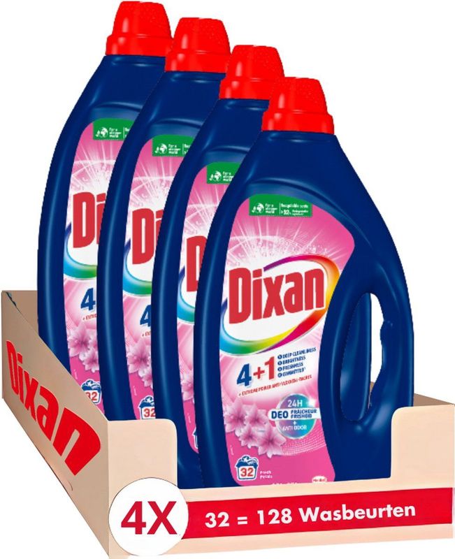 Dixan - Gel 4+1 Deo Fraicheur - Wasmiddel - Gekleurde Was - Voordeelverpakking - 32 WL x4