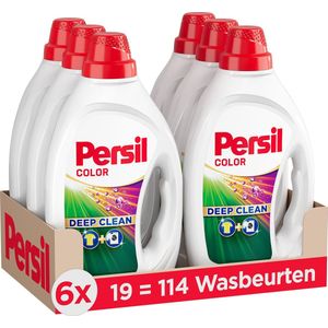 Persil Deep Clean Color - Vloeibaar Wasmiddel - Gekleurde Was - Voordeelverpakking - 6 x 19 Wasbeurten