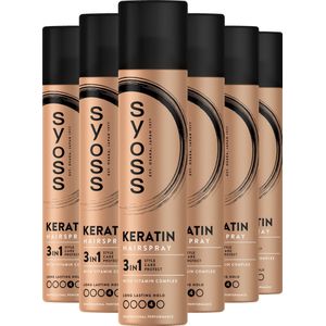 SYOSS Keratin Hairspray - Haarlak - Haarstyling – Keratine Behandeling - Sterke Fixatie (48 uur) - Gezonde Glans - Voordeelverpakking – 6 x 300 ml
