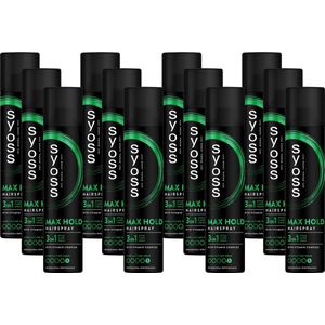 Syoss - Max Hold - Haarspray - Styling - Verzorging - Sterke Fixatie - Voordeelverpakking - 12x 75ml