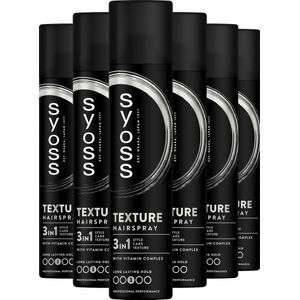 Syoss Texture - Haarspray - Styling, Verzorging, Herstel - Dikker Haargevoel - Directe Textuur - Voordeelverpakking - 6x300 ml